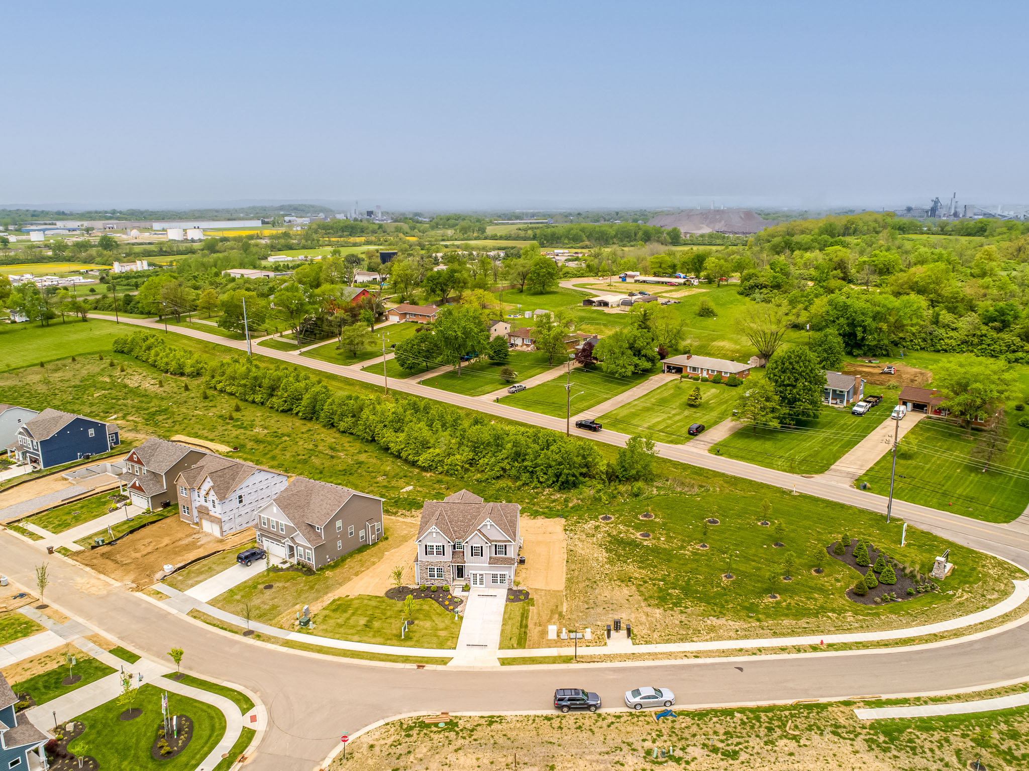 Aerial view of new development homes for sale in Monroe, OH