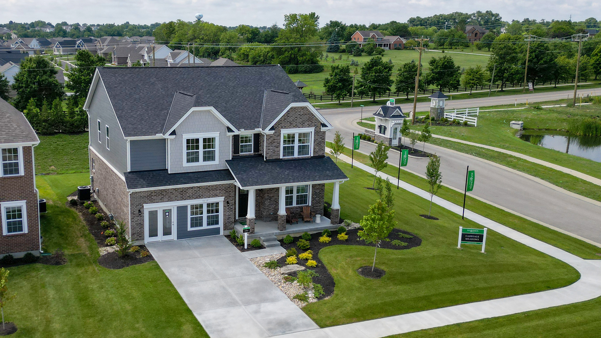 Aerial view of a new home for sale in in Liberty Township, OH