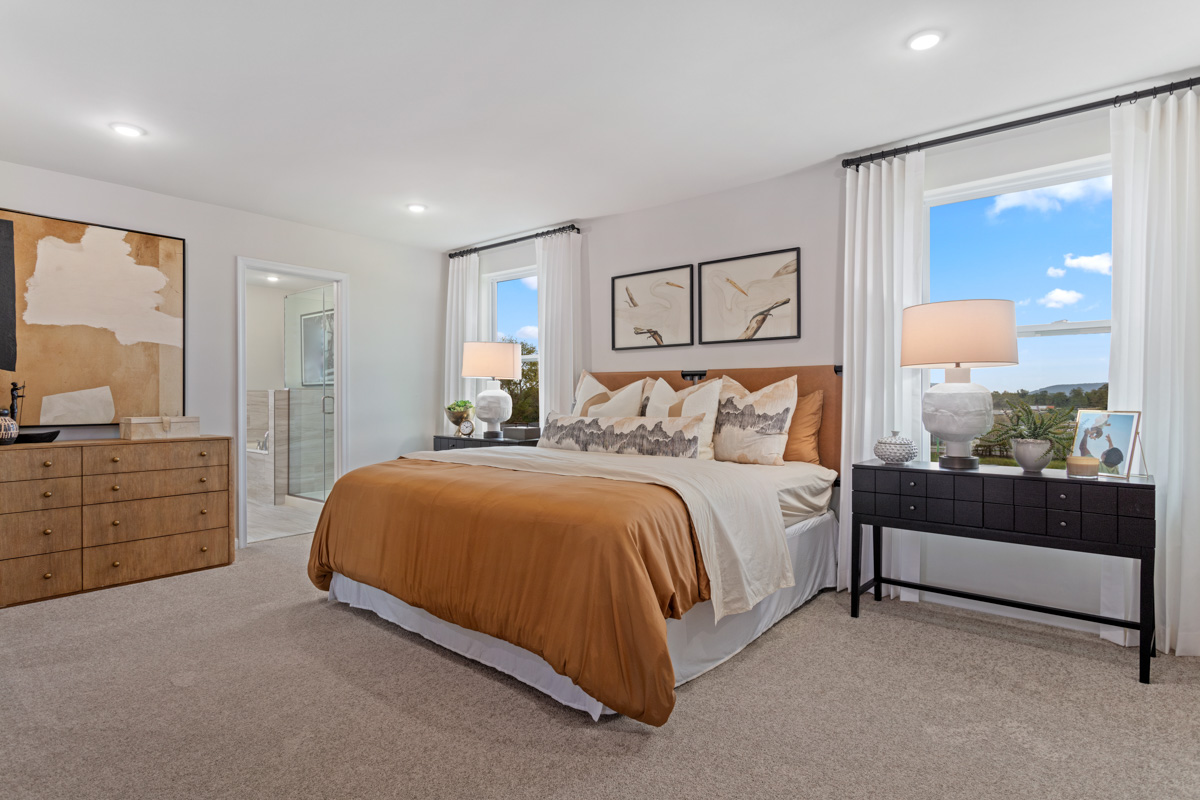 Master bedroom in a new home in Collier Township