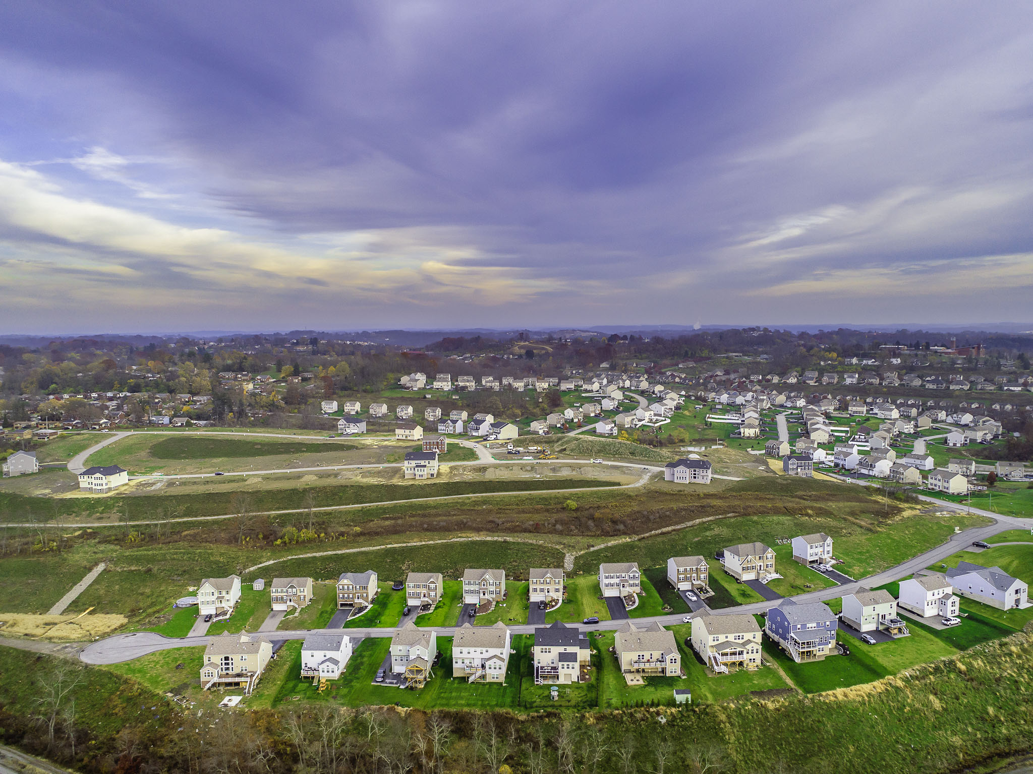 Aerial view of new homes for sale in Pleasant Hills, PA