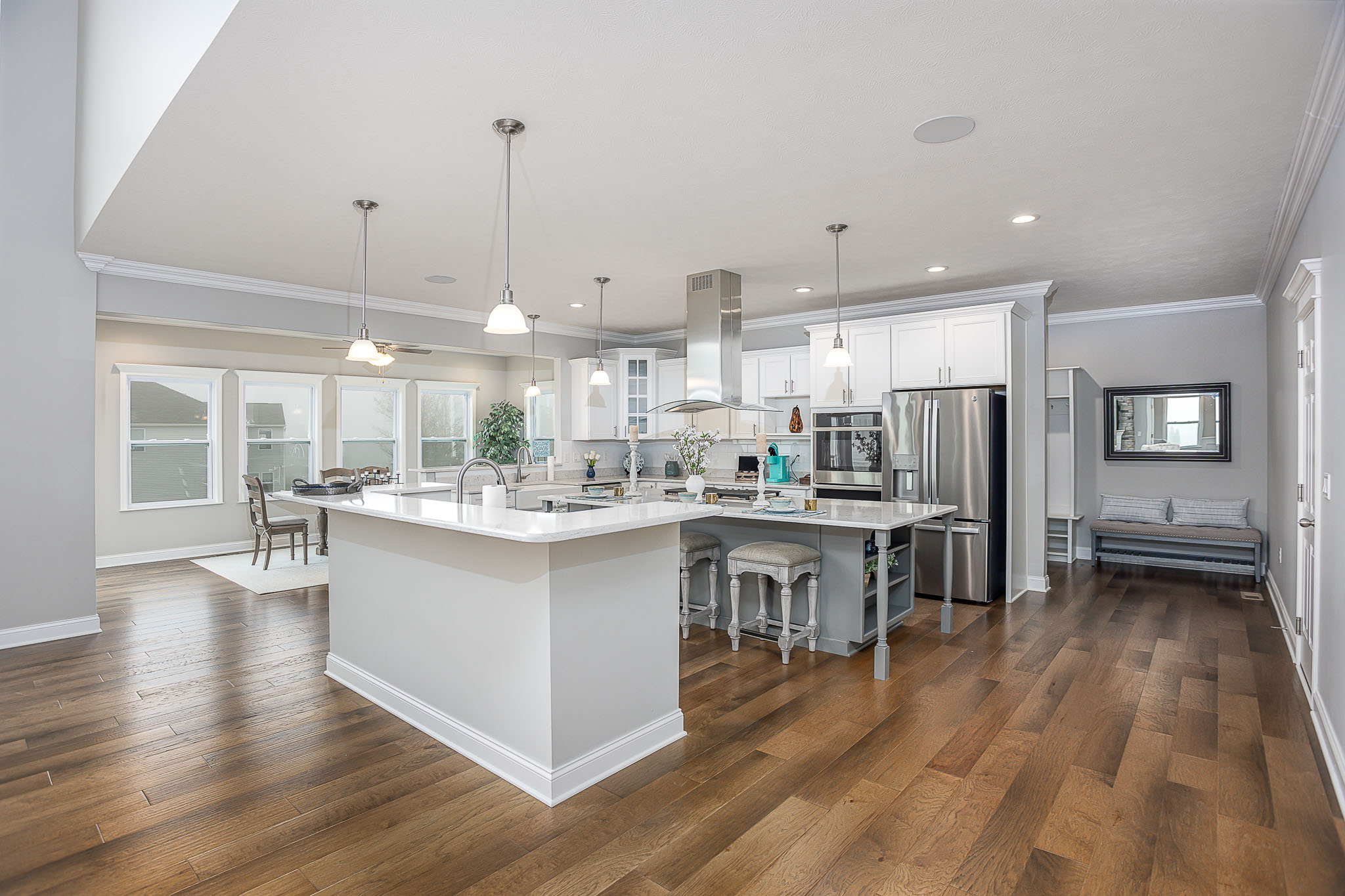 Large kitchen and dining area in a new home in Allegheny County