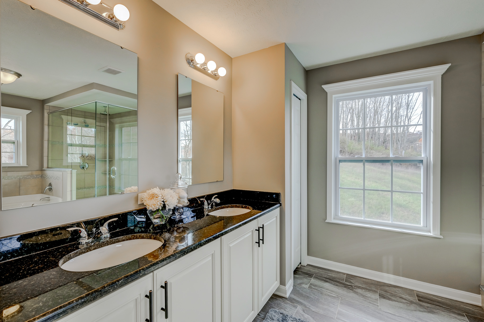 Double sink vanity in a townhome in Moon Township, PA