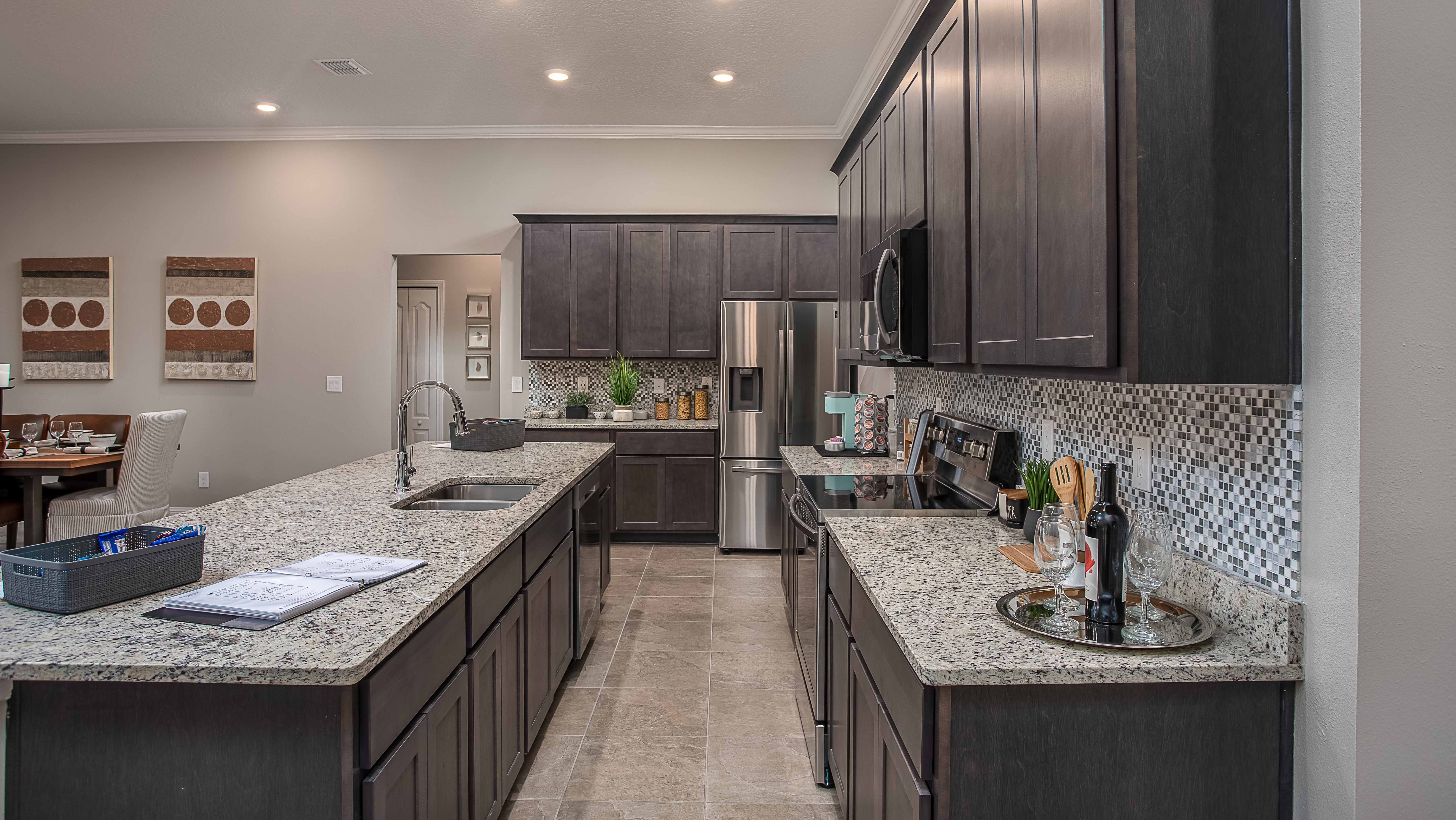 galley style kitchen in a new home in green cove springs, fl