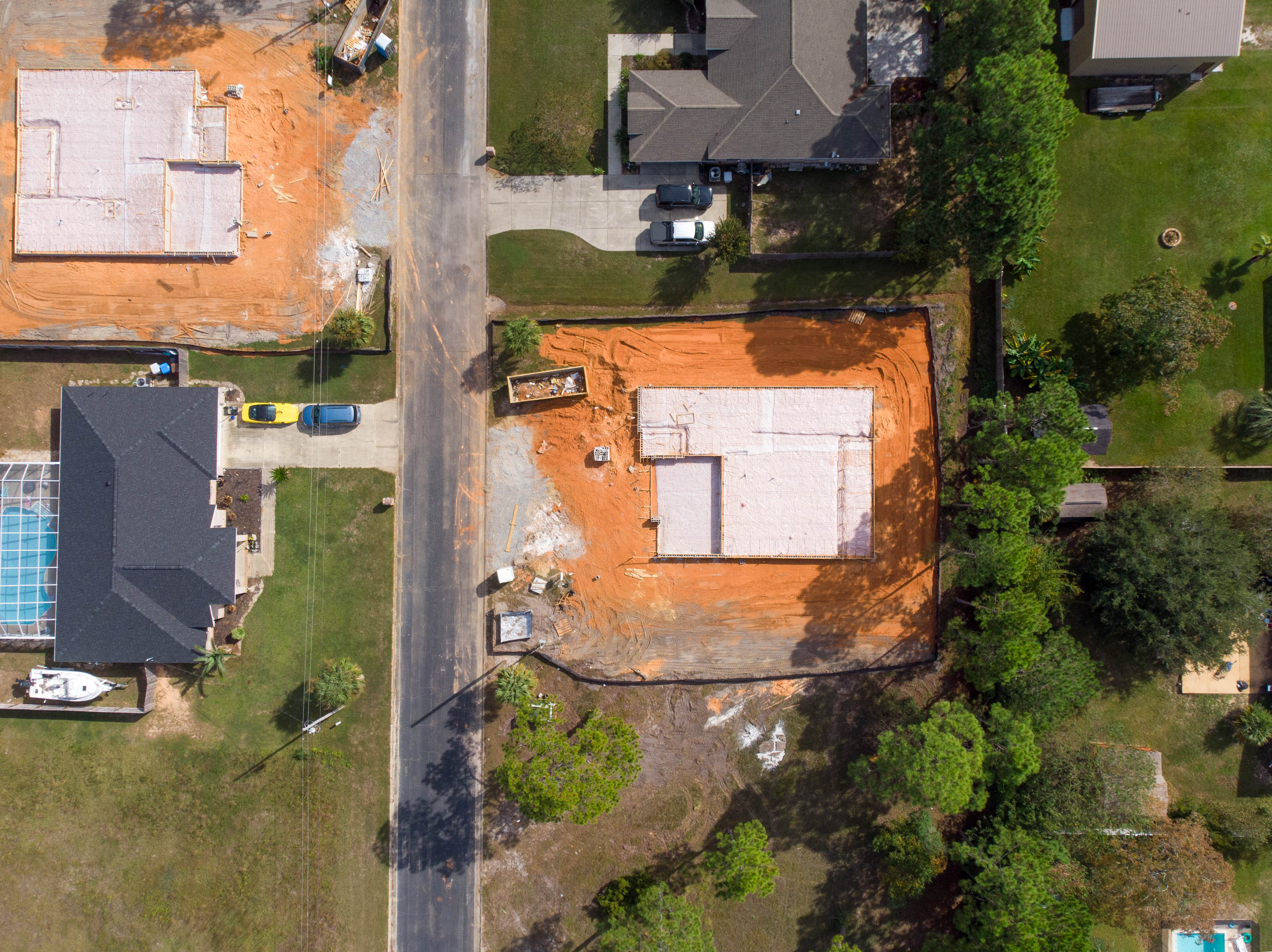 Aerial view of new construction home in Milton, FL