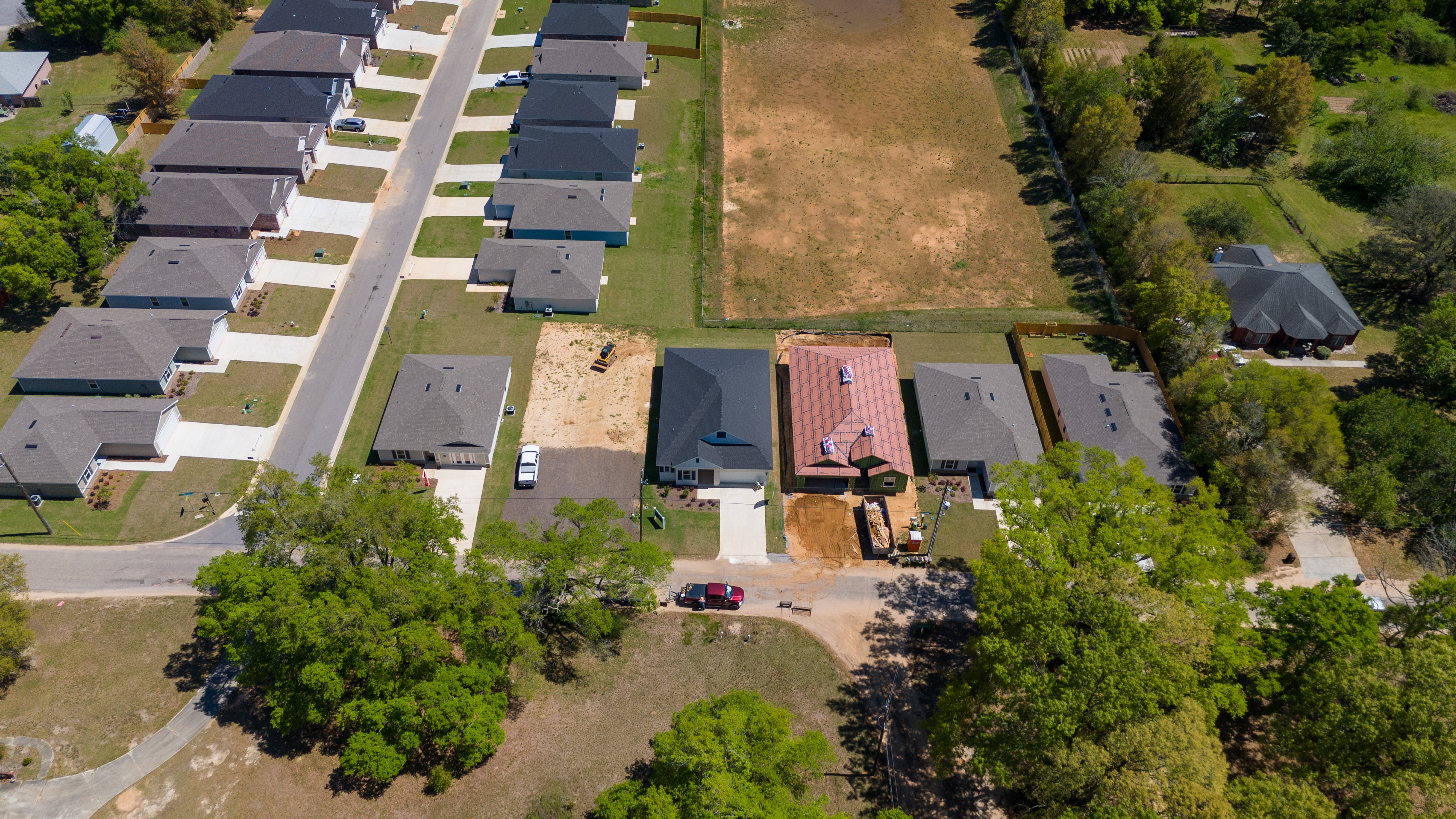 aerial view of new home development in pensacola